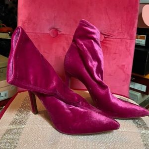 Jessica Simpson pink velvet heels boots